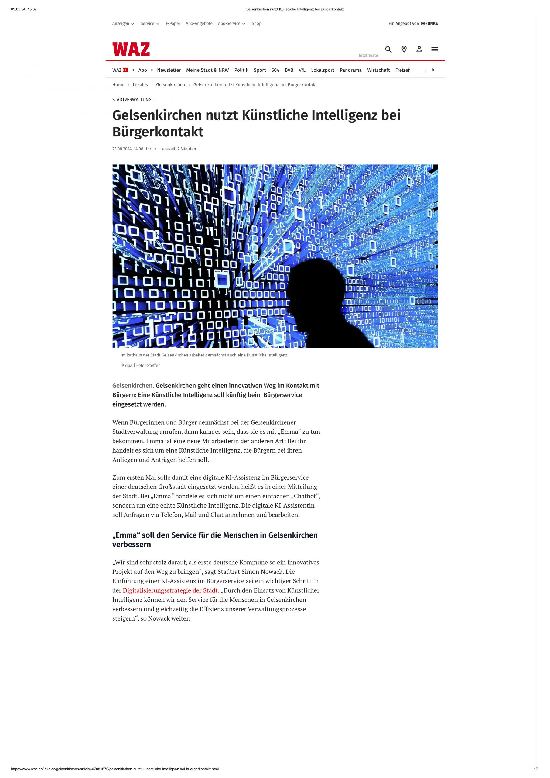 Gelsenkirchen nutzt Künstliche Intelligenz bei Bürgerkontakt-bilder-0