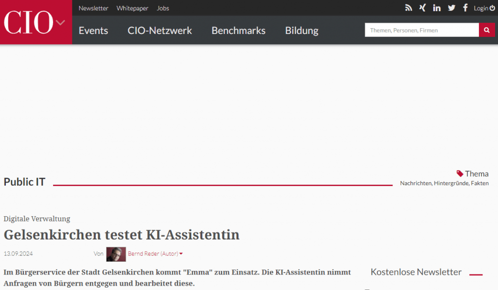 CIO Magazin: Gelsenkirchen testet KI-Assistentin