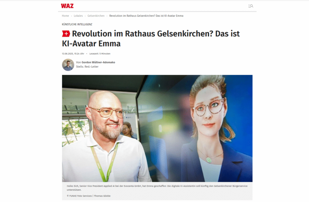 WAZ: KI-Assistentin heuert im Rathaus an