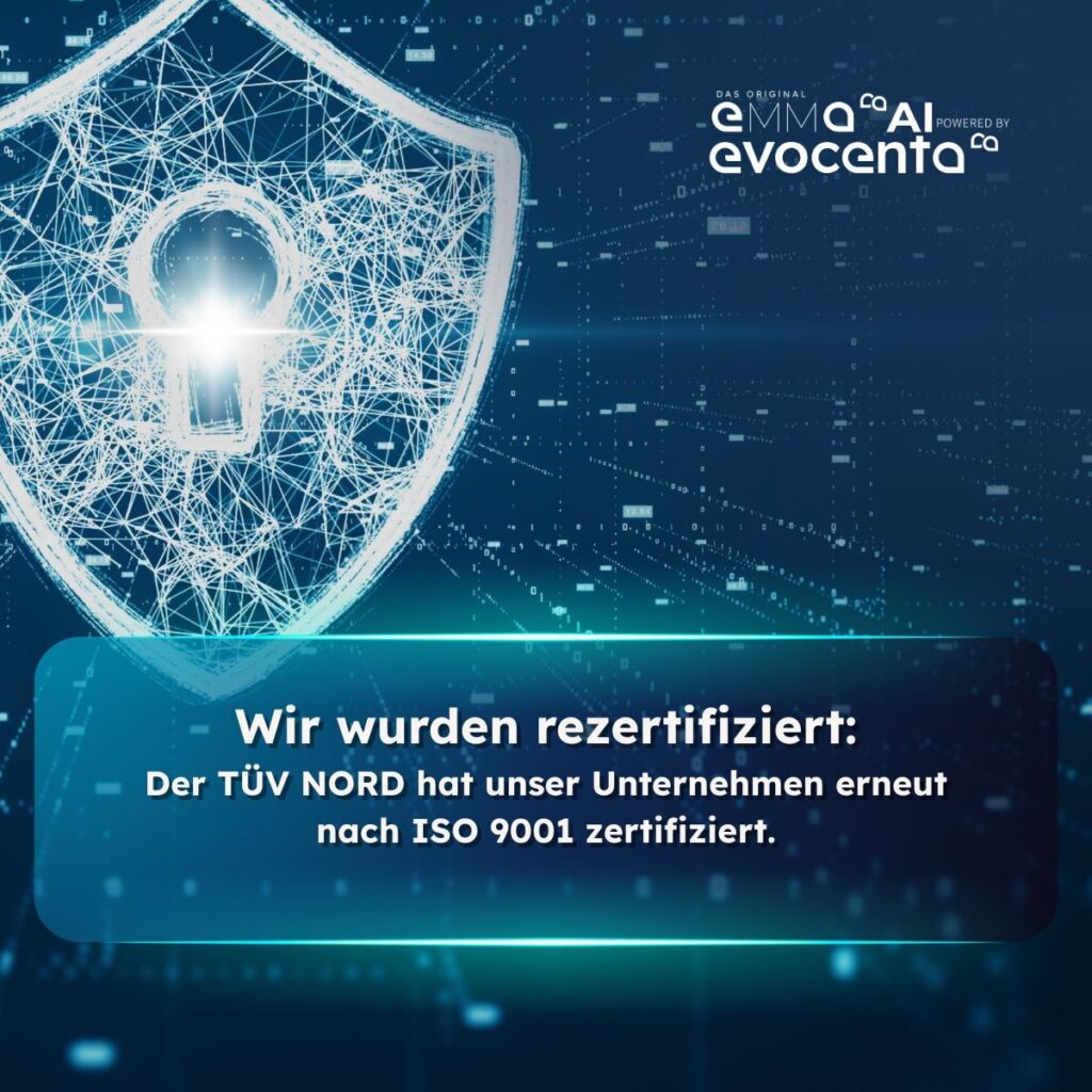 Zertifizierung ISO 9001 – evocenta erneut zertifiziert